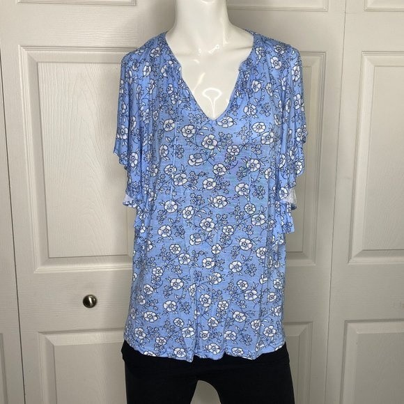 CHAPS Blue Floral Shirt Sz S EUC - Picture 1 of 11